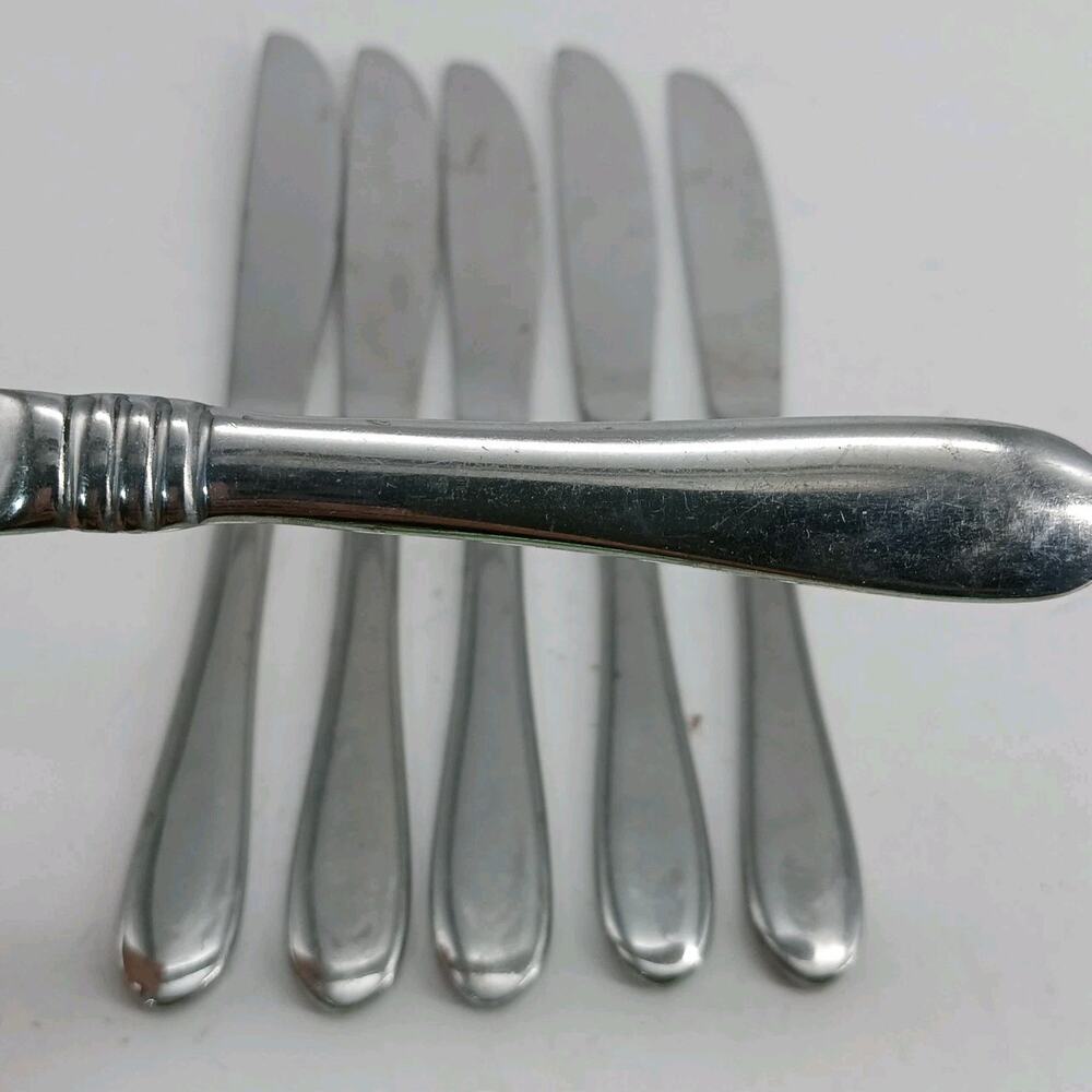 6X BK Oneida Banbury Pattern Stainless Steel Flatware Dinner Butter Knives